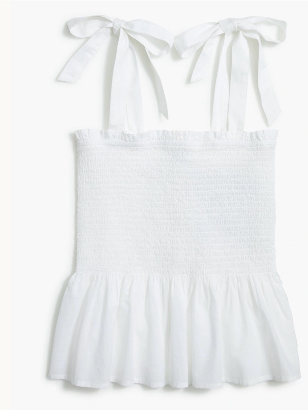 J. Crew White Tie-Shoulder Smocked Tank Top
